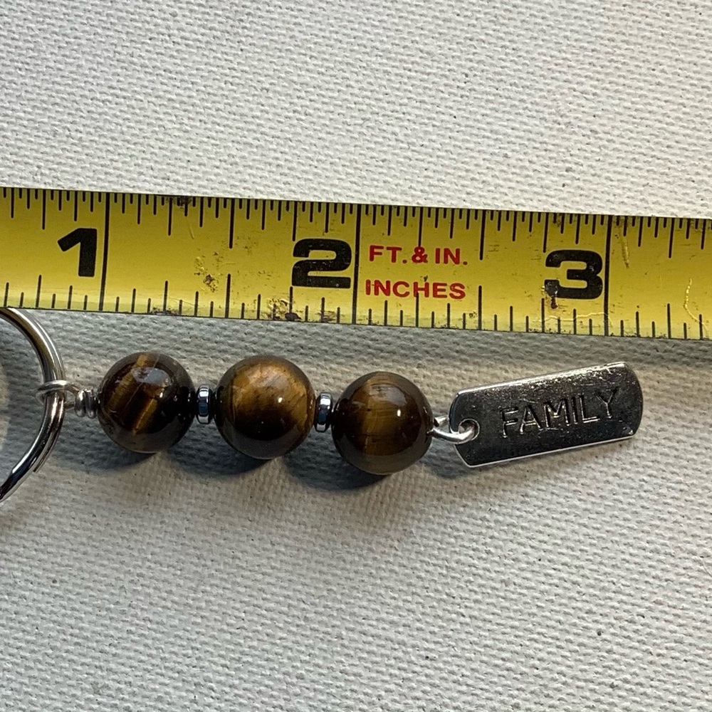 Tigers eye crystal keychain, family charm, beaded key ring, handmade key chain - Picture 5 of 5